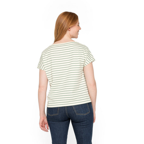 Gestreiftes T-Shirt aus reiner Bio-Baumwolle, schilf geringelt