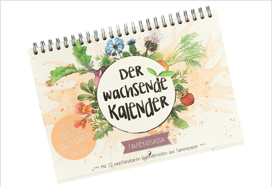 Jahresunabhängiger wachsender Kalender mit Bio-Samen