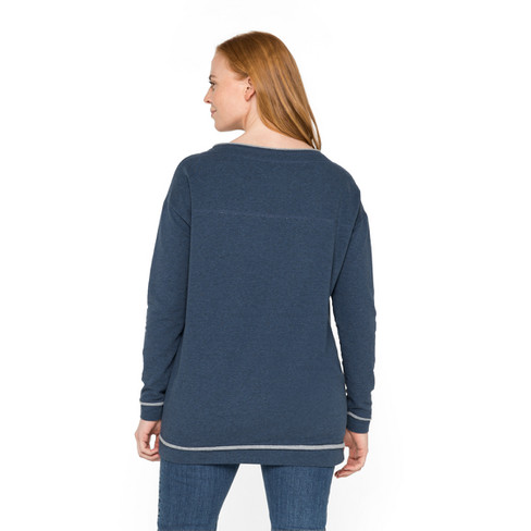 Sweatshirt mit U-Boot-Ausschnitt aus Bio-Baumwolle, jeans melange