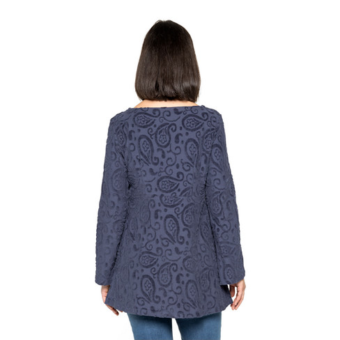 Nickitunika mit Paisley-Muster, aus Bio-Baumwolle, nachtblau