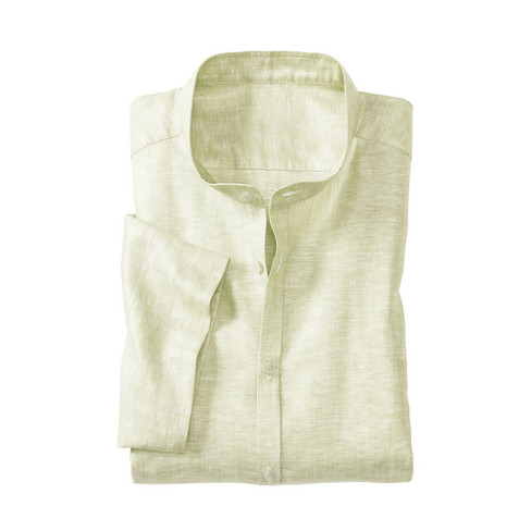 Kurzarmhemd mit Glanzeffekt aus reiner Bio-Baumwolle, grün-melange