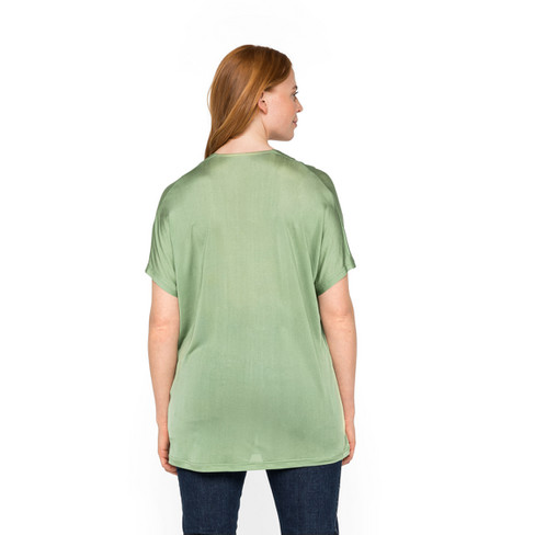 T-Shirt mit V-Ausschnitt aus reiner Bio-Seide, melisse