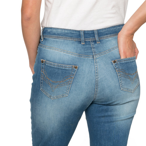 Capri-Jeans aus Bio-Baumwolle, taubenblau