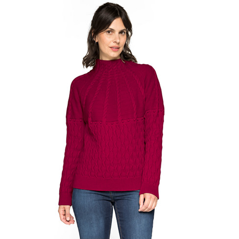 Zopfmuster Pullover, himbeere