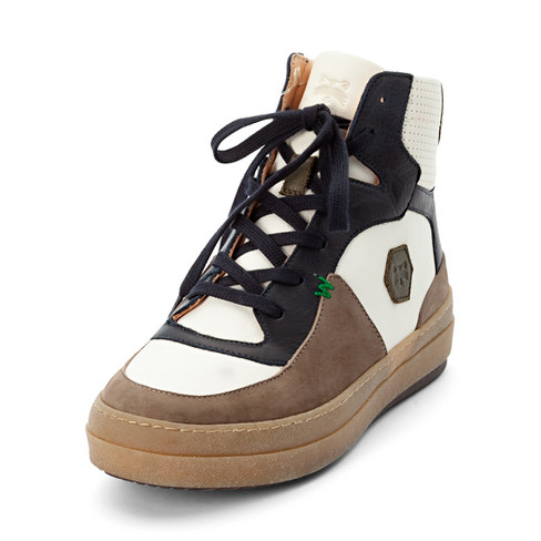Sneaker aus Bio-Leder, marine/multicolor