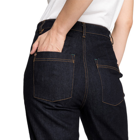 7/8-Jeans aus reiner Bio-Baumwolle mit Kontrastnähten, darkblue