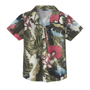 Kurzärmeliges Hemd mit Blumenprint aus Bio-Baumwolle, bunt