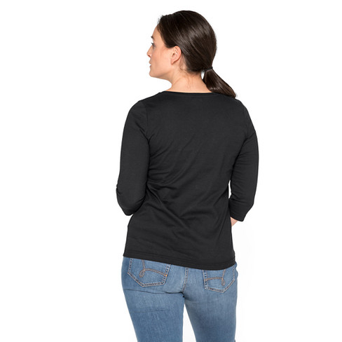 Shirt mit 3/4-Arm aus reiner Bio-Baumwolle, schwarz