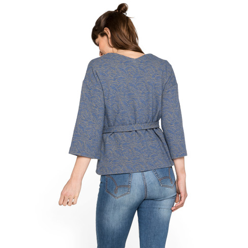 Relief-Jacquard-Jacke aus Bio-Baumwolle im Kimono-Stil, jeans