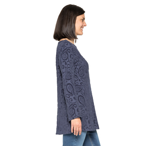 Nickitunika mit Paisley-Muster, aus Bio-Baumwolle, nachtblau