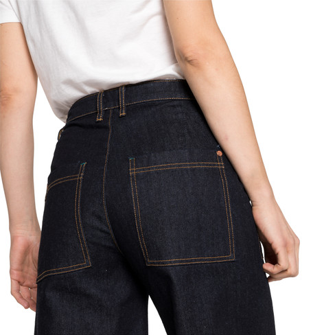 3/4-Jeans aus reiner Bio-Baumwolle im Culotte-Stil, darkblue