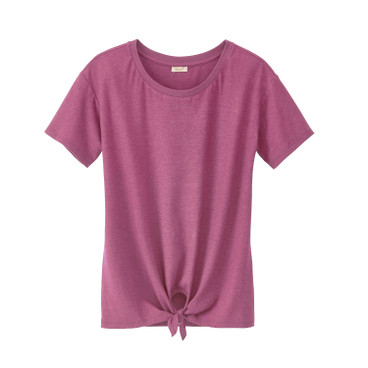 T-Shirt mit Knoten aus Hanf und Bio-Baumwolle, wildrose