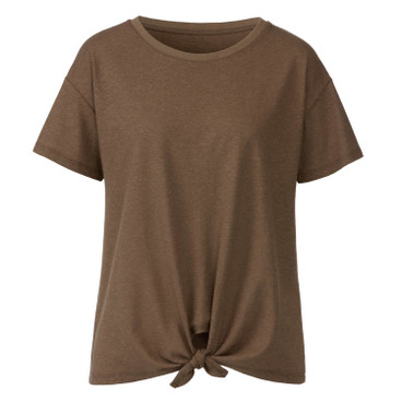 T-Shirt mit Knoten aus Hanf und Bio-Baumwolle, taupe