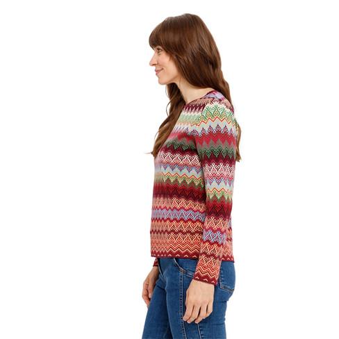 Jacquard-Pullover aus reiner Bio-Baumwolle, rubin-gemustert