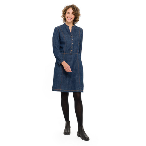 Jeanskleid aus Hanf und Bio-Baumwolle, nachtblau