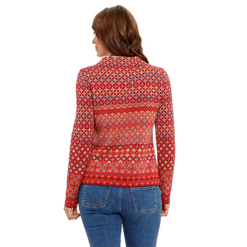 Jacquard-Pullover aus reiner Bio-Baumwolle, rot gemustert