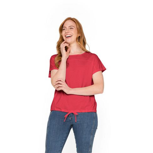 Shirt mit Tunnelzug aus Bio-Baumwolle, mohnrot