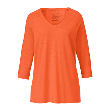 V-Shirt aus Hanf und Bio-Baumwolle, orange
