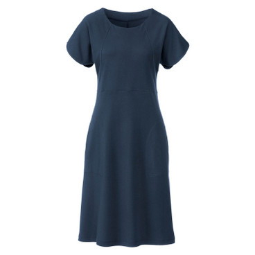 Jersey-Kleid mit Tulpenärmeln aus Bio-Baumwolle, nachtblau