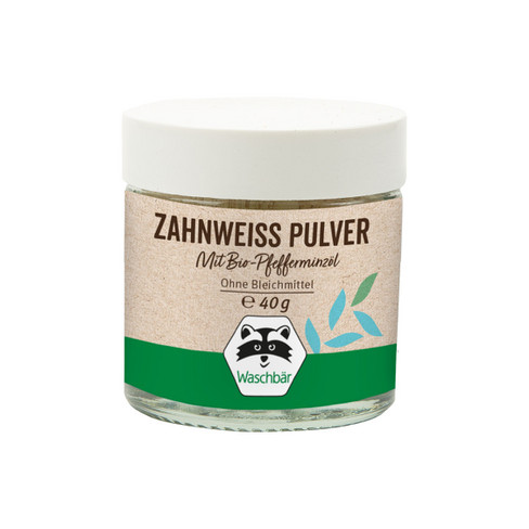 Zahnweiss Pulver mit Bio-Pfefferminzöl