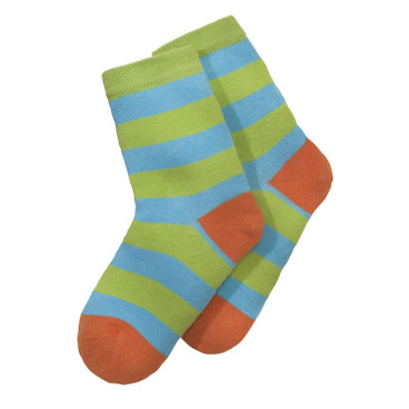 Socken Streifen aus Bio-Baumwolle, apfelgrün-multicolor