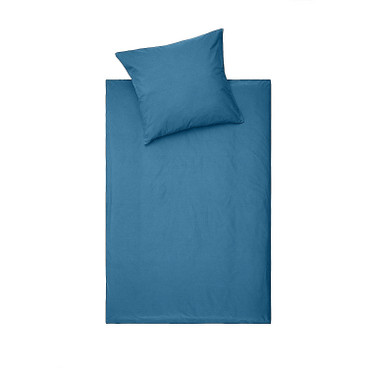 Perkal-Bettwäsche aus reiner Bio-Baumwolle, taubenblau