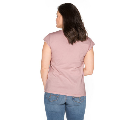 T-Shirt aus Bio-Baumwolle mit Spitze, malve
