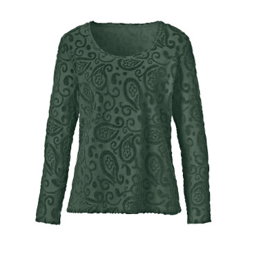 Nicki-Shirt mit Intarsien aus Bio-Baumwolle, seegras