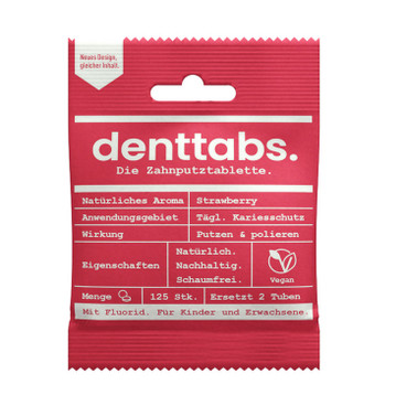 Denttabs Zahnputz-Tabletten für Kinder, mit Fluorid, 125 Stück