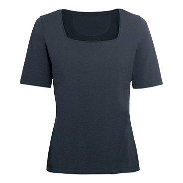 T-Shirt mit Karree-Ausschnitt aus Bio-Baumwolle, nachtblau