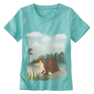 T-Shirt mit Tierprint aus reiner Bio-Baumwolle, bergsee