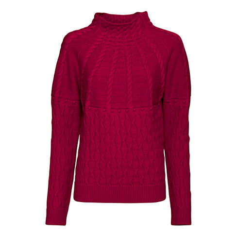Zopfmuster Pullover, himbeere