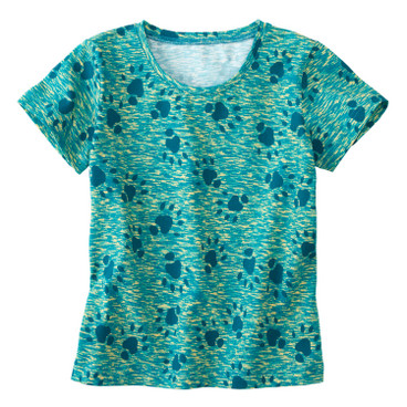 T-Shirt mit Tierprint aus Bio-Baumwolle, pfauenblau gemustert